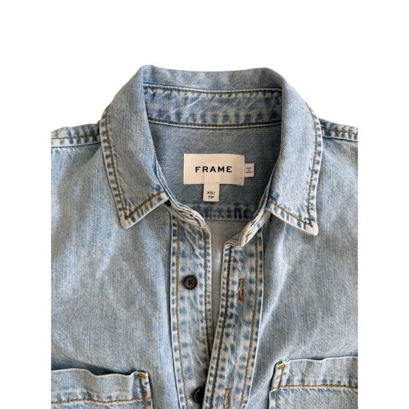 FRAME Light Wash Denim Button Down Dress Size X Small - Picture 6 of 8
